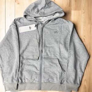 ALO Yoga Men's Gray Full-Zip Hoodie Sweatshirt